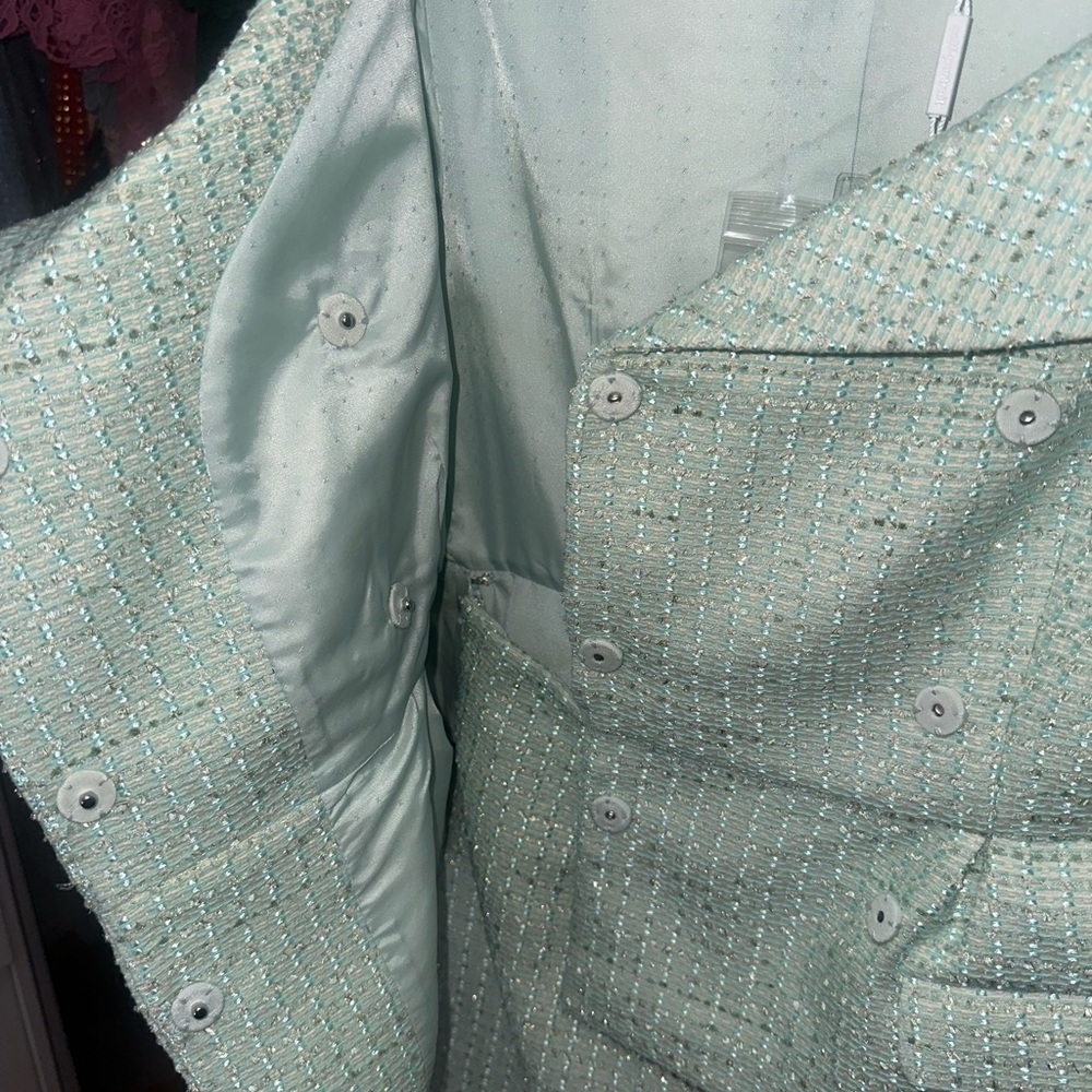 💚Self portrait mint green boucle midi dress💚 - Picture 5 of 10